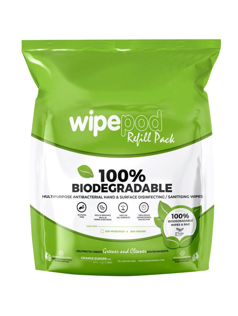 Dezinfekční utěrky D7 - Wipepod 24 x 15 cm - 100% Bio